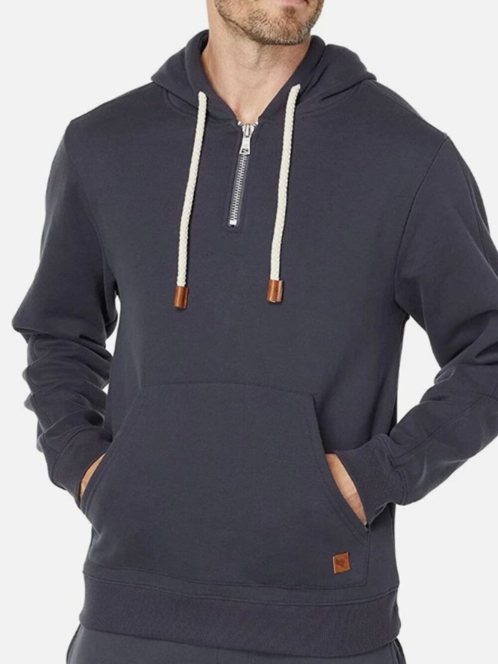 Fundamental Coast - Mens - Navy Slater Quarter Zip Hoodie - Size Medium